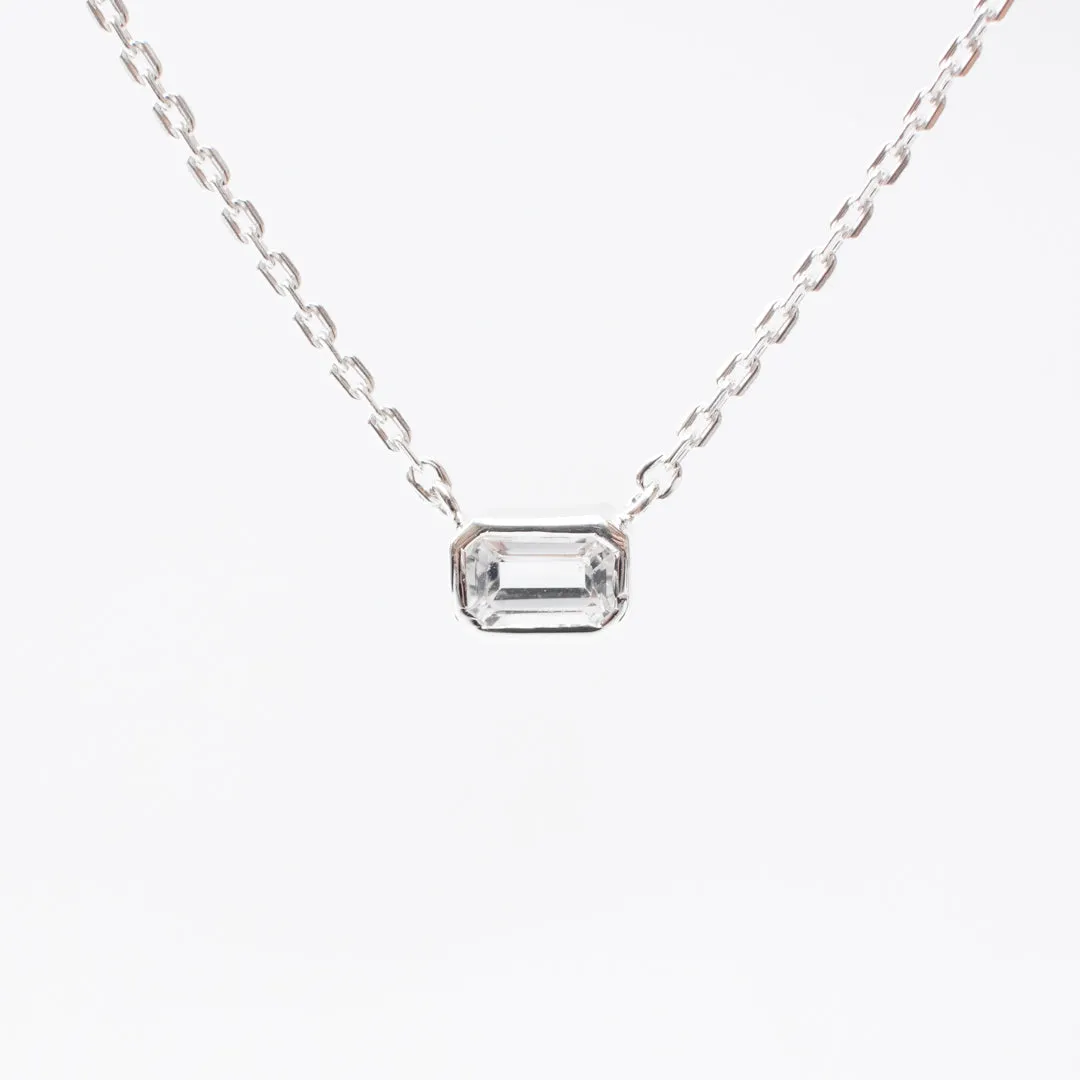 Silver & White Topaz Octagon Shaped Necklace sold by Silver Lotus