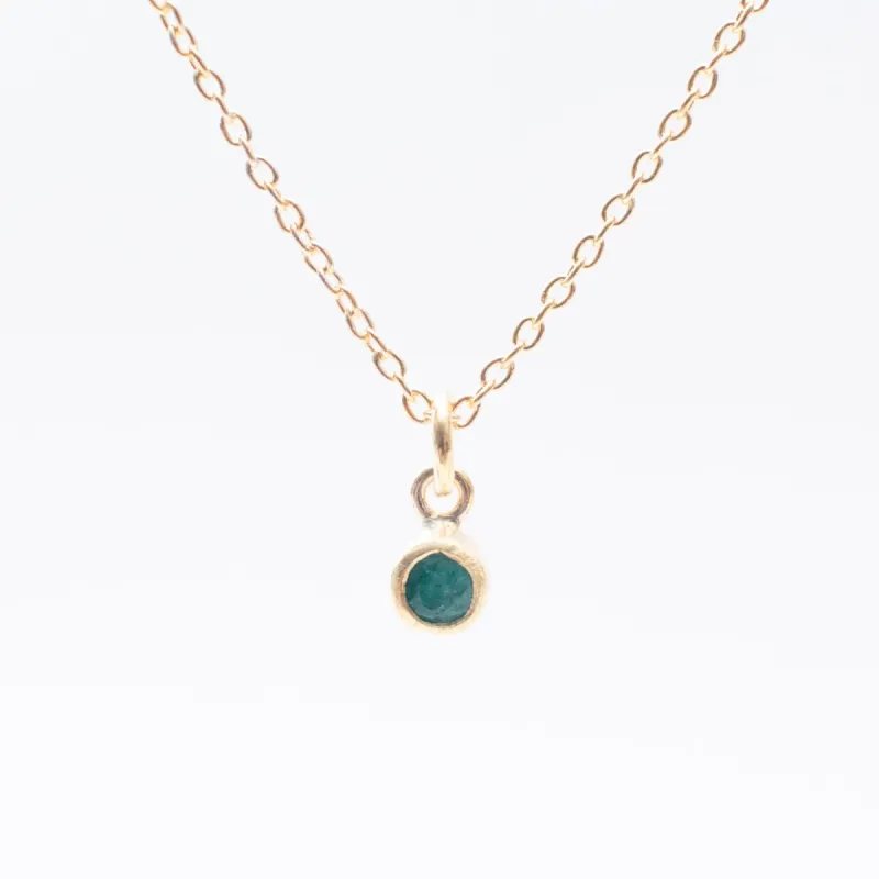 Gold Vermeil & Raw Emerald Solitaire Necklace sold by Silver Lotus