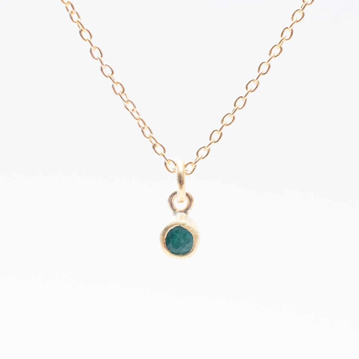 Gold Vermeil & Raw Emerald Solitaire Necklace sold by Silver Lotus