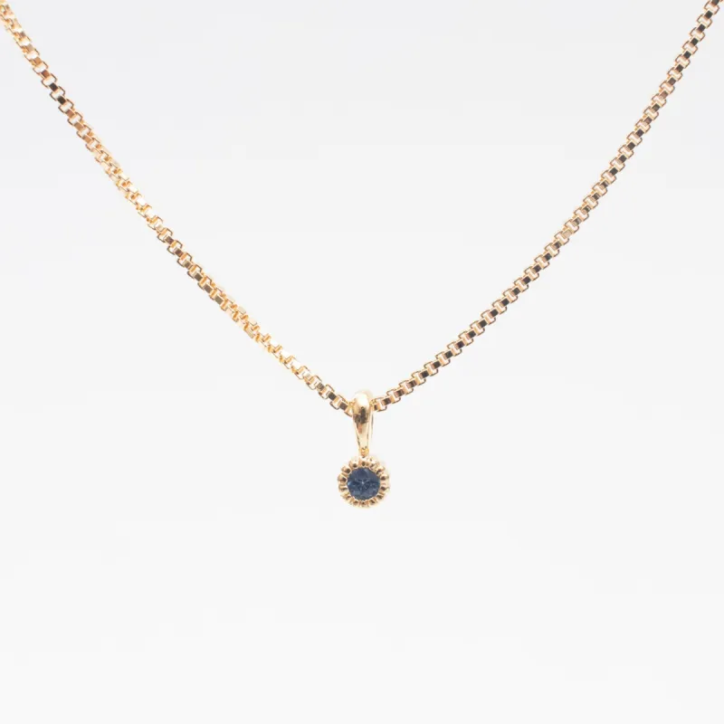 Gold Vermeil Tiny Milgrain Edge Blue Sapphire Necklace sold by Silver Lotus