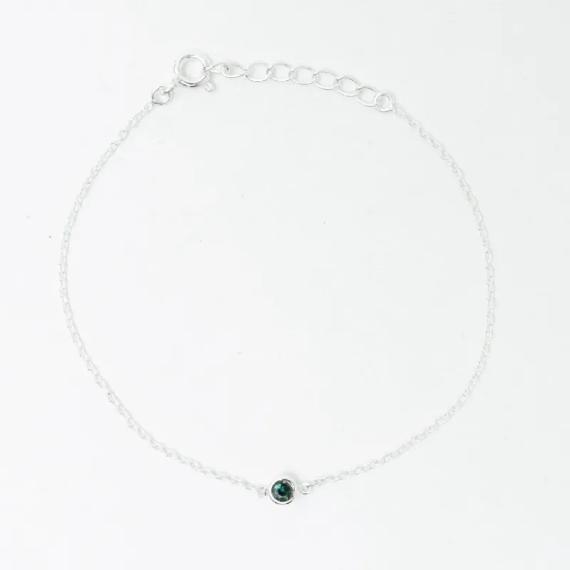 Silver Blue Tourmaline Solitaire Bracelet sold by Silver Lotus