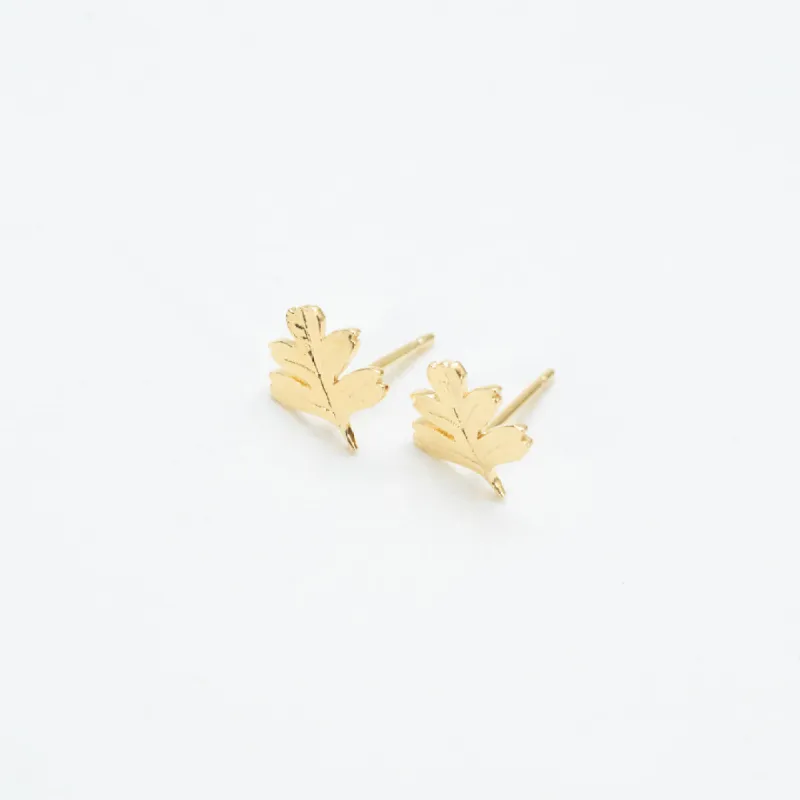 Gold Vermeil Oak Leaf Studs sold by Silver Lotus