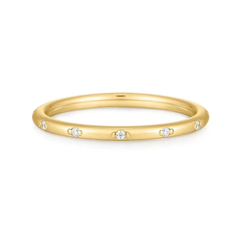 Gold Vermeil CZ Studded Thin Ring sold by Silver Lotus