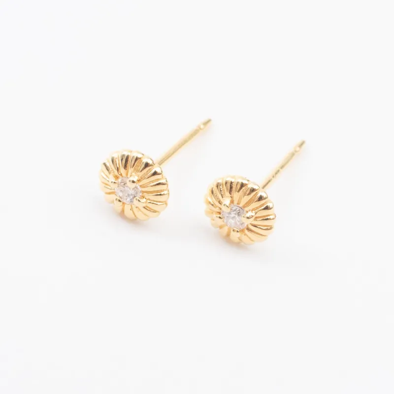 Gold Vermeil CZ Button Studs sold by Silver Lotus