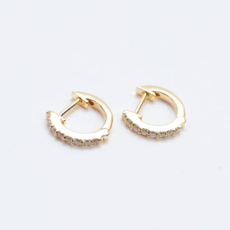 Small Gold Vermeil Pave CZ Huggies sold by Silver Lotus