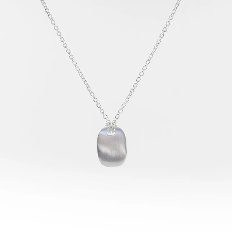 Brushed Silver Tablet Necklace sold by Silver Lotus