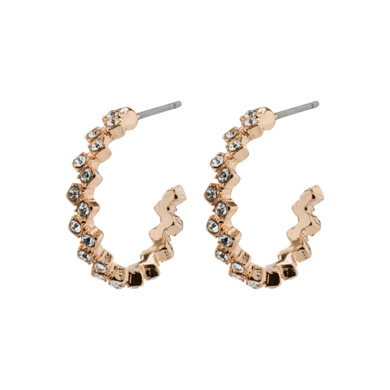 Jolene Rose Gold Plated Crystal Hoops sold by Silver Lotus