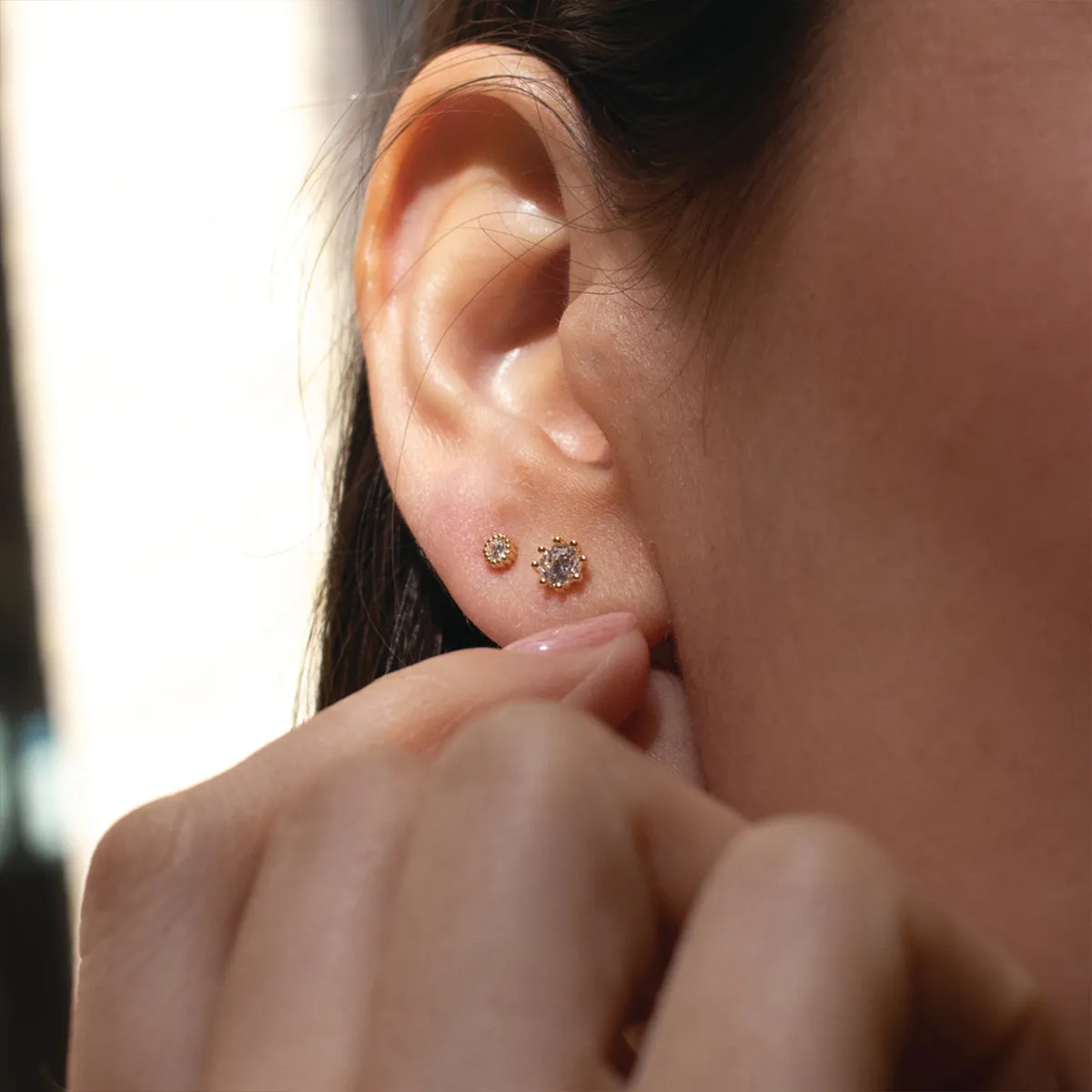 Gold Vermeil 8 Prong Claw Set Cubic Studs sold by Silver Lotus product image thumbnail 2