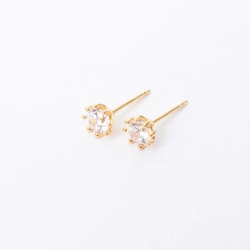 Gold Vermeil 8 Prong Claw Set Cubic Studs sold by Silver Lotus