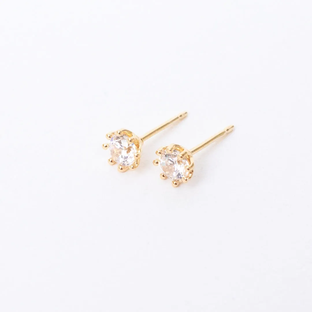 Gold Vermeil 8 Prong Claw Set Cubic Studs sold by Silver Lotus
