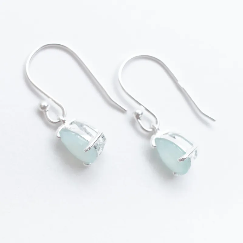 Aqua Chalcedony Silver Teardrop Earrings sold by Silver Lotus