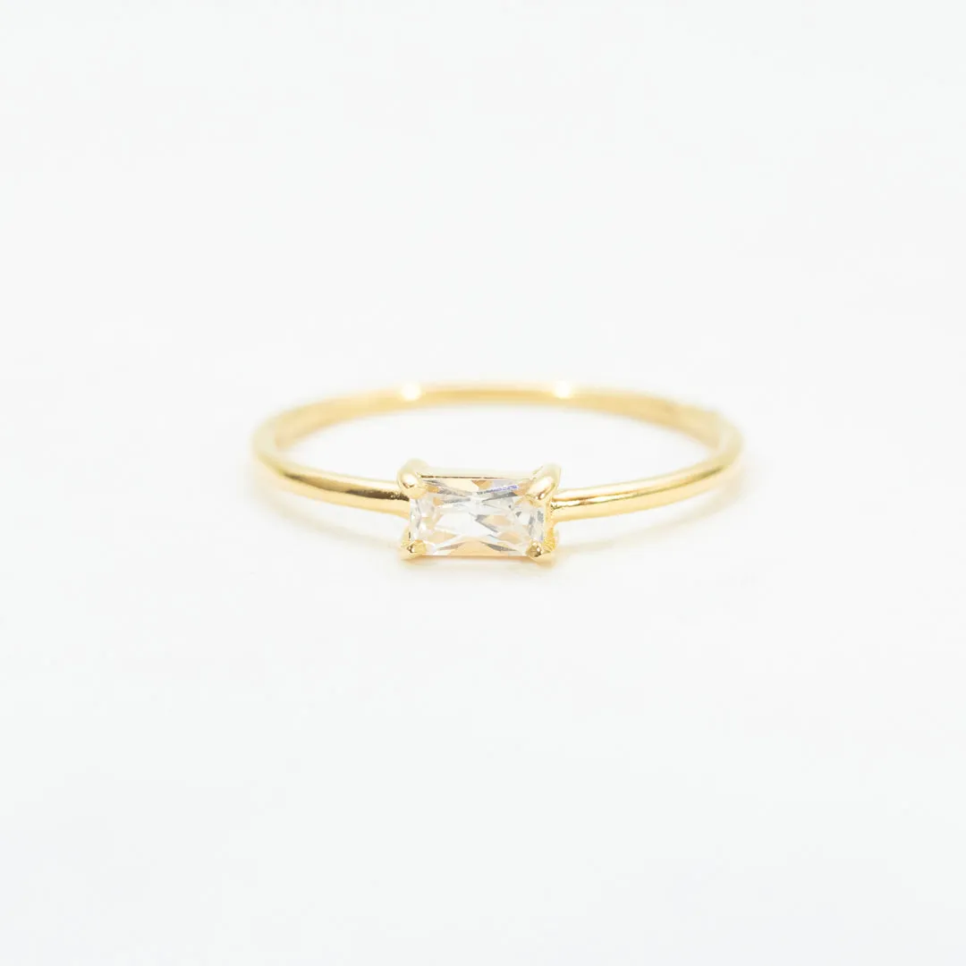 Gold Vermeil Rectangle Cubic Zirconia Ring sold by Silver Lotus product image thumbnail 3