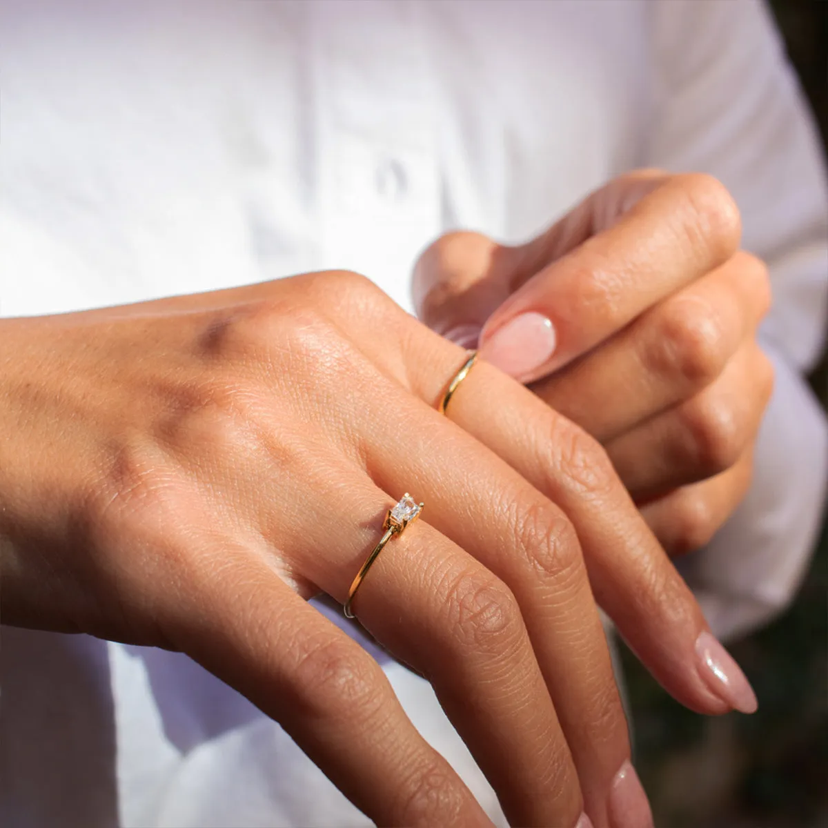 Gold Vermeil Rectangle Cubic Zirconia Ring sold by Silver Lotus product image thumbnail 2