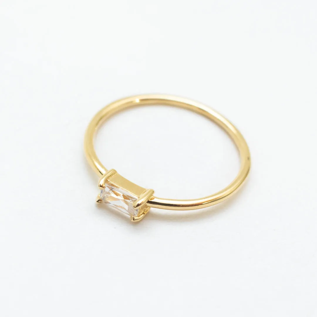 Gold Vermeil Rectangle Cubic Zirconia Ring sold by Silver Lotus