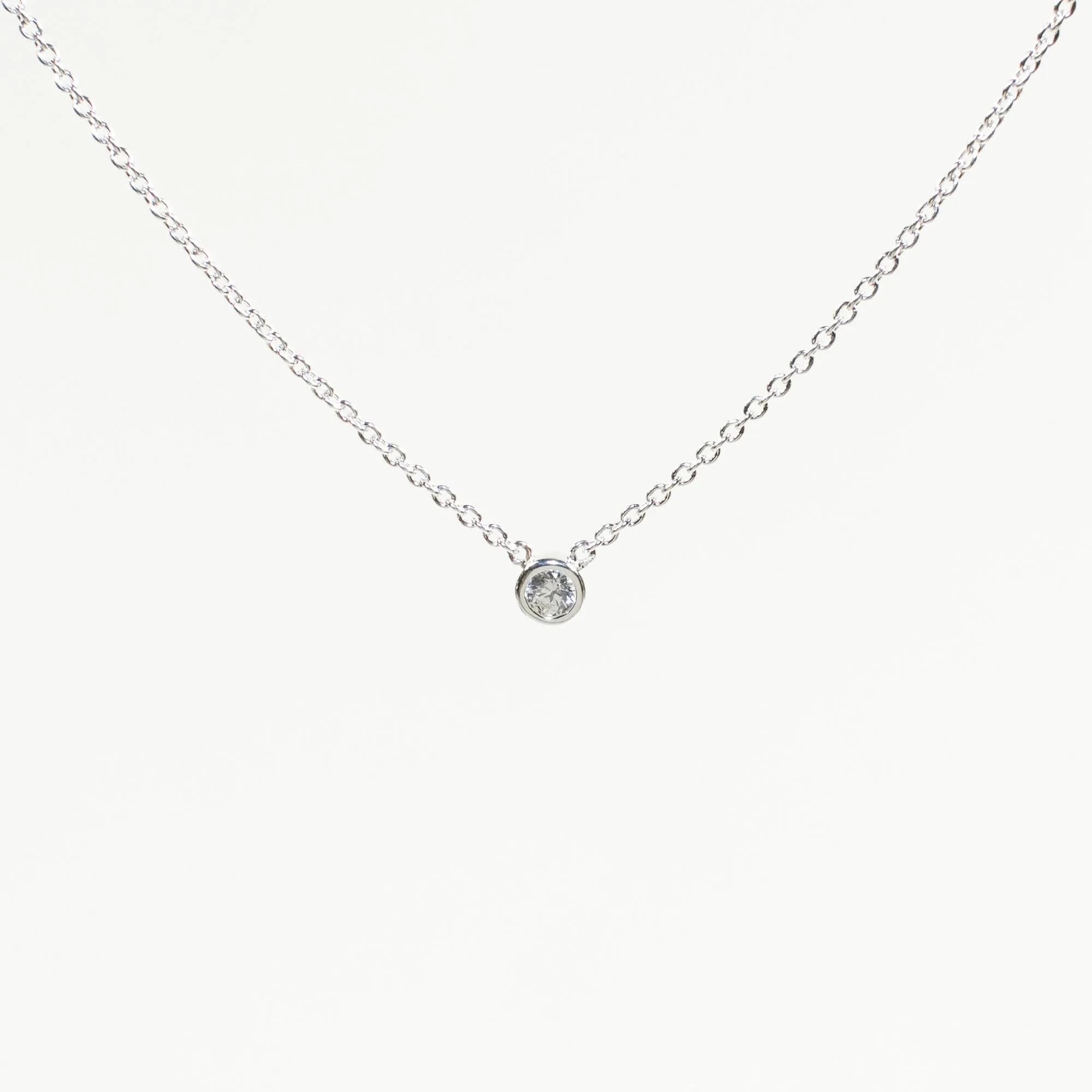 Solitaire Cubic Zirconia Silver Necklace sold by Silver Lotus