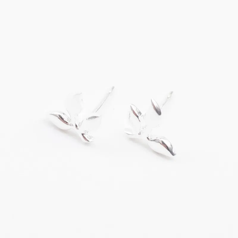 Silver Three Leaf Studs sold by Silver Lotus