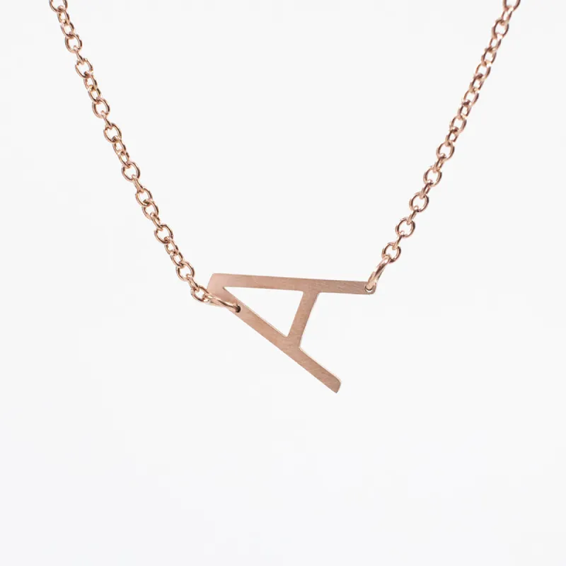 Asymmetrical Rose Gold Initial Necklace sold by Silver Lotus