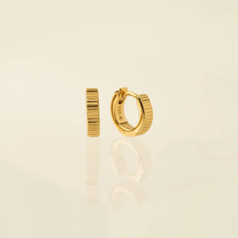 Gold Plated Fluted Huggie Hoop Earrings sold by Silver Lotus
