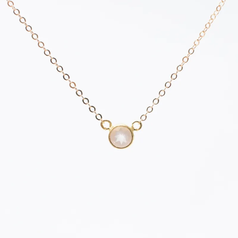 Gold Rose Quartz Comini Circle Stone Necklace sold by Silver Lotus
