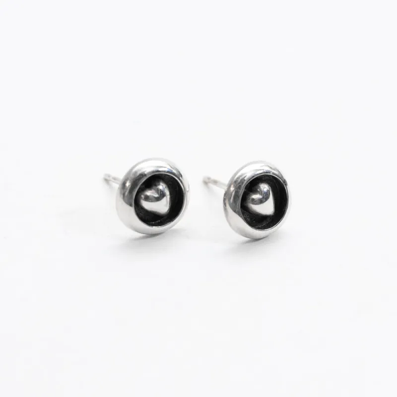 Silver Embossed Heart Studs sold by Silver Lotus