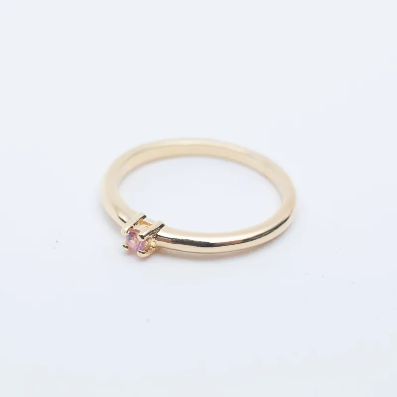 Gold Vermeil Slim Claw Set Pink Sapphire Band sold by Silver Lotus