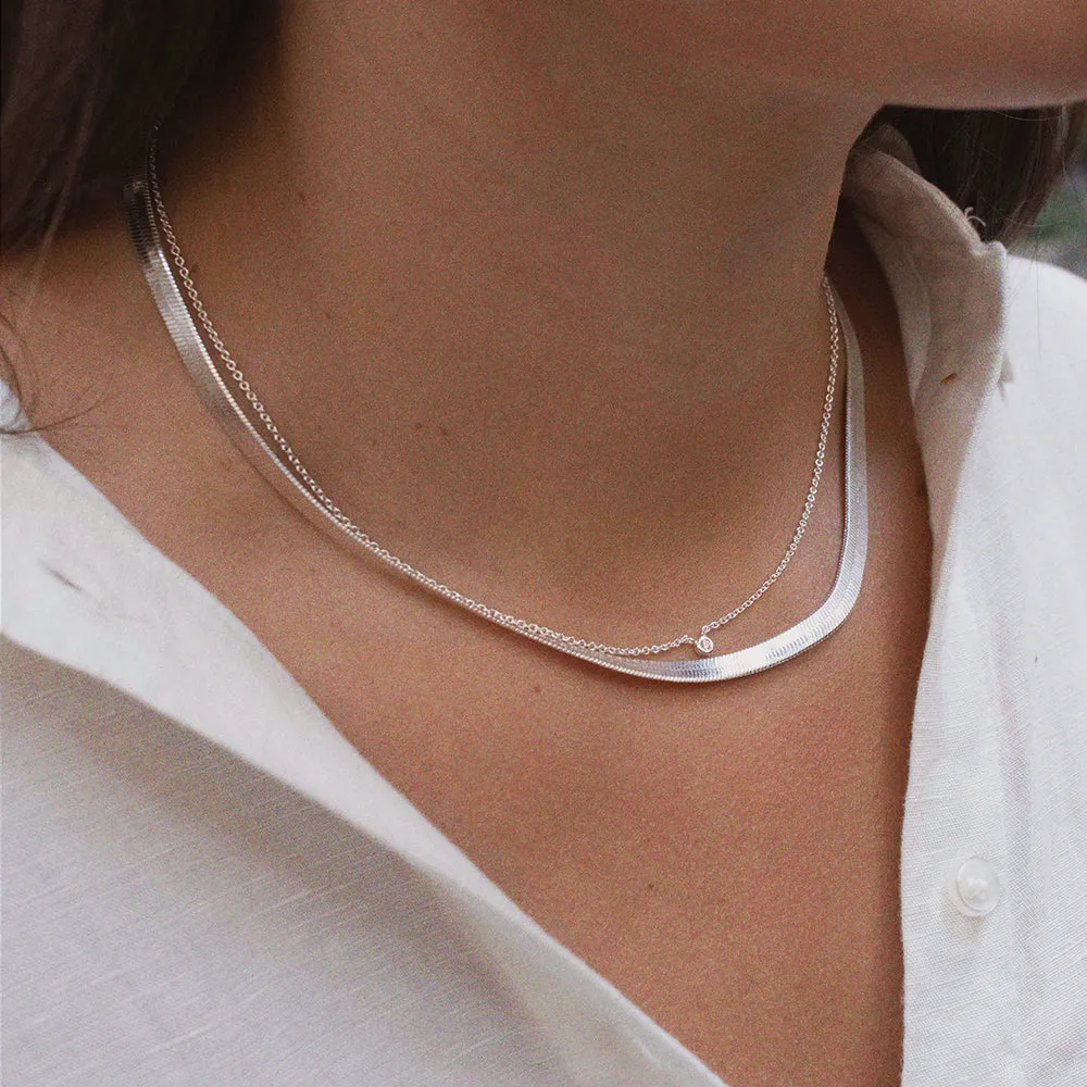 Tiny Silver Crystal Solitaire Necklace sold by Silver Lotus product image thumbnail 2