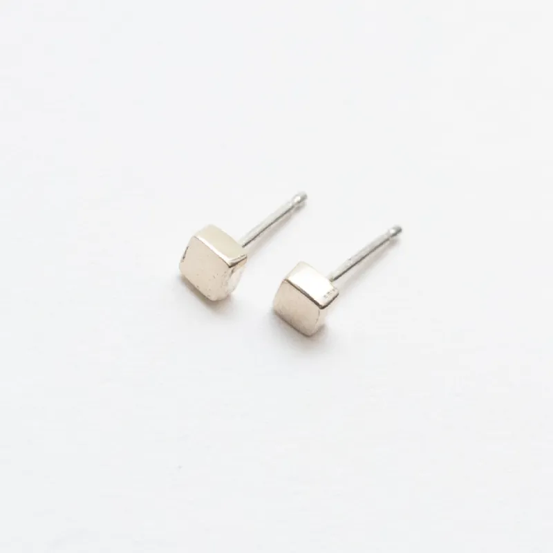 Silver Extra Small Cube Studs sold by Silver Lotus