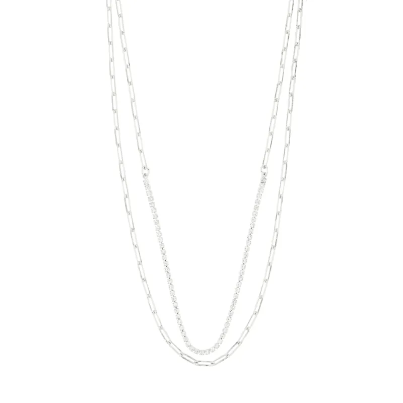 Rowan Silver Plated 2-in-1 Crystal Necklace Set sold by Silver Lotus