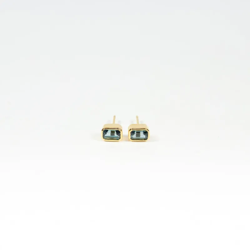 Gold Vermeil Blue Topaz Studs sold by Silver Lotus
