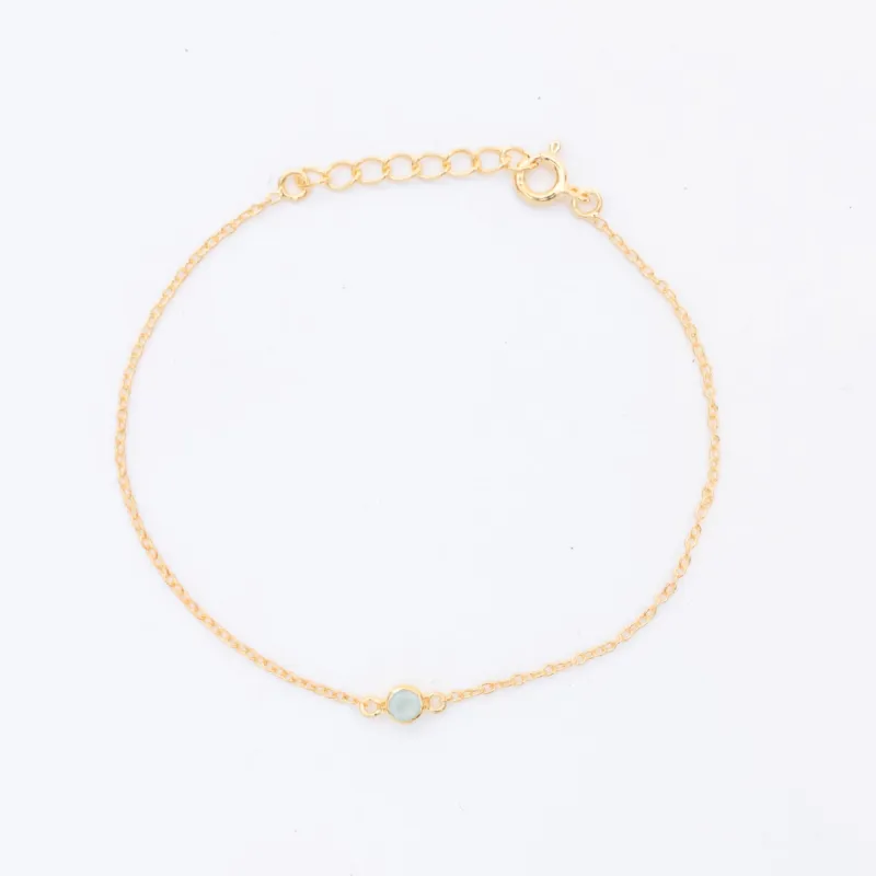 Gold Vermeil Aqua Chalcedony Solitaire Bracelet sold by Silver Lotus