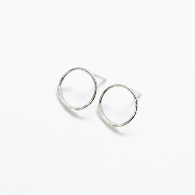 Silver Hand Hammered Circle Studs sold by Silver Lotus