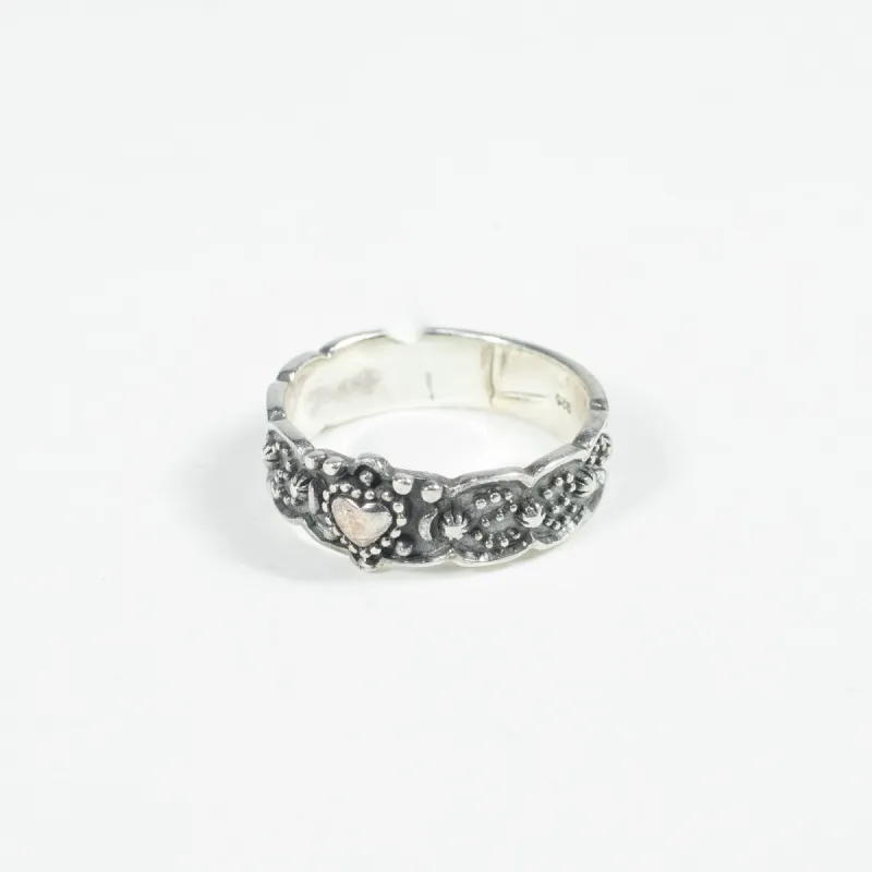Oxidized Silver Centre Heart Ring sold by Silver Lotus