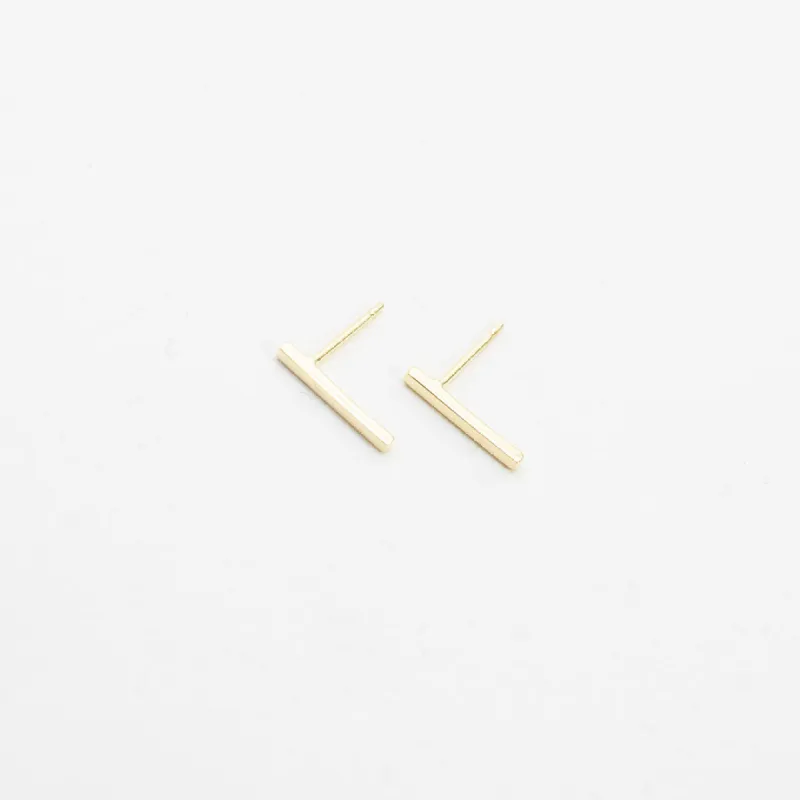 Gold Vermeil Bar Studs sold by Silver Lotus