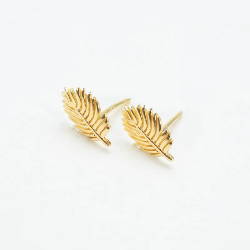 Gold Vermeil Cut Out Feather Studs sold by Silver Lotus