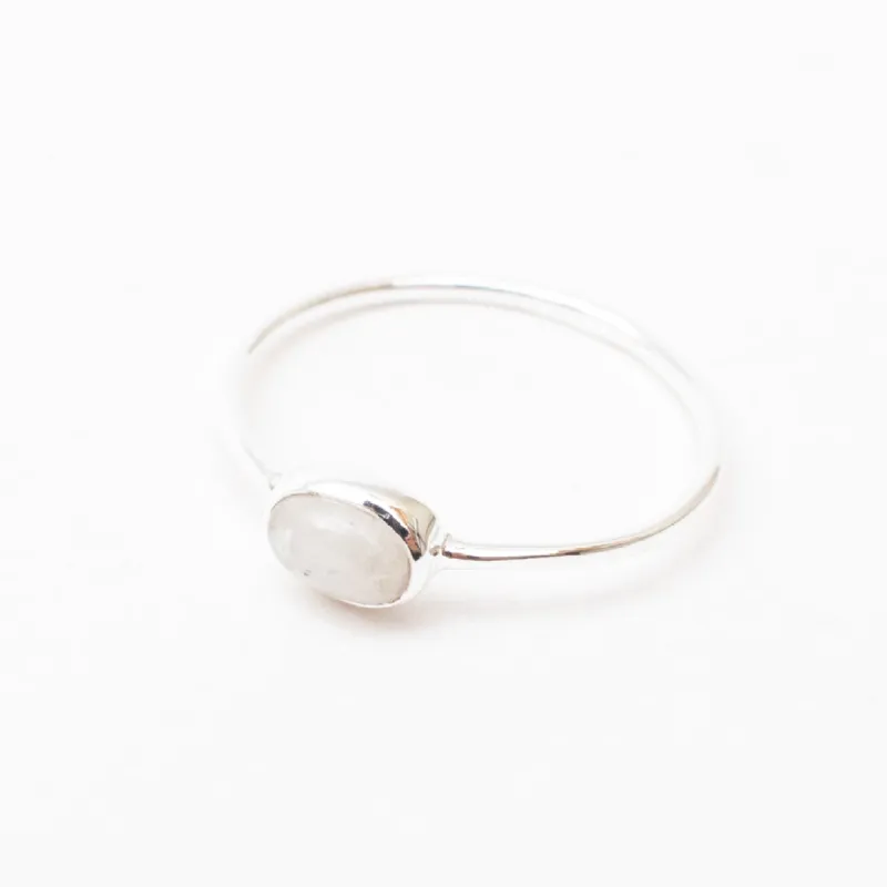 Silver Moonstone Oval Ring sold by Silver Lotus