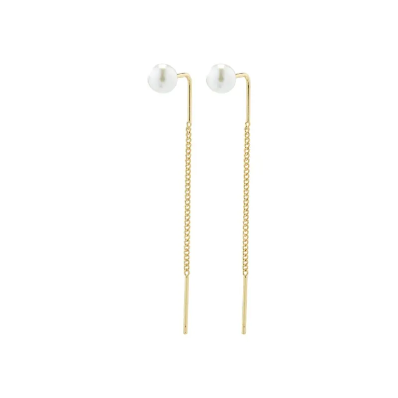 Elba Gold Plated Pull Through Pearl Earrings sold by Silver Lotus
