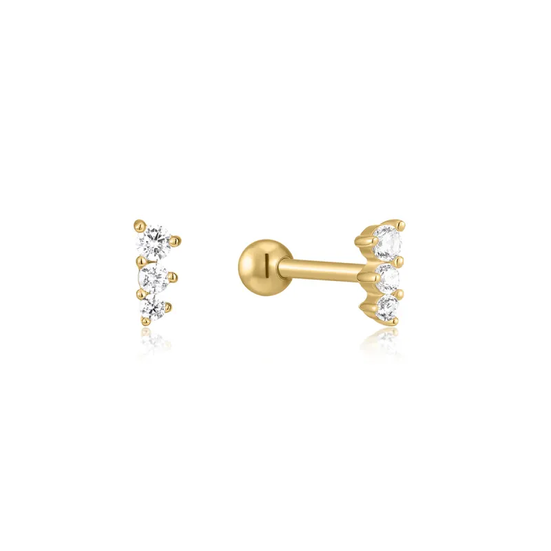 Gold Triple CZ Stone Studs sold by Silver Lotus