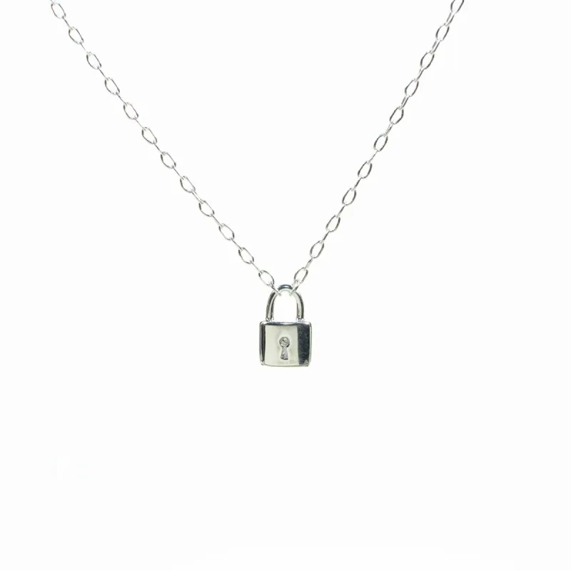 Silver Padlock Necklace sold by Silver Lotus