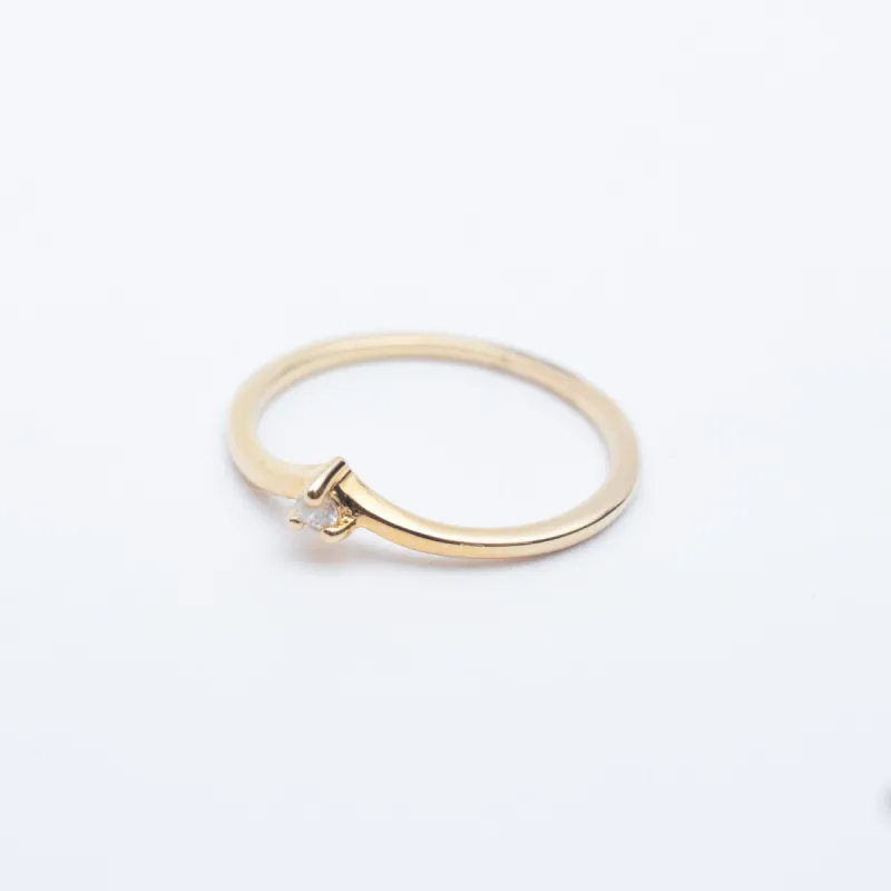 Gold Vermeil Claw Set Cubic Zirconia Chevron Ring sold by Silver Lotus