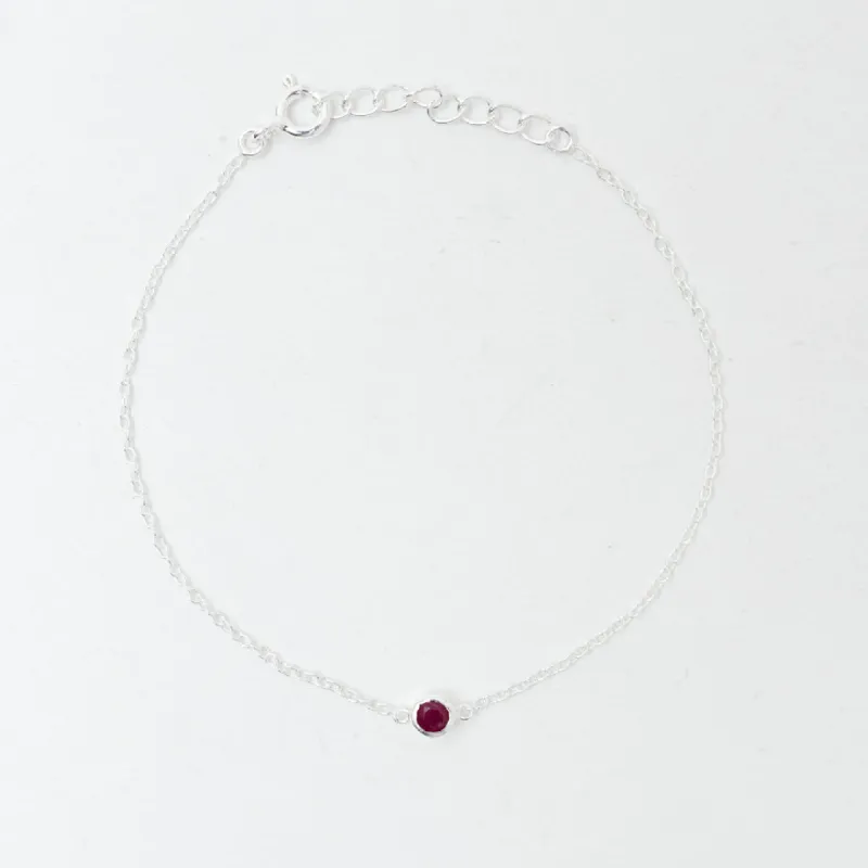 Silver Raw Ruby Solitaire Bracelet sold by Silver Lotus