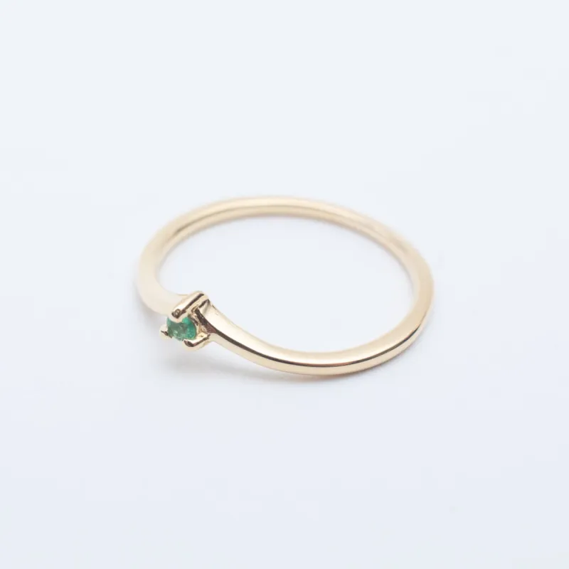 Gold Vermeil Claw Set Emerald Chevron Ring sold by Silver Lotus