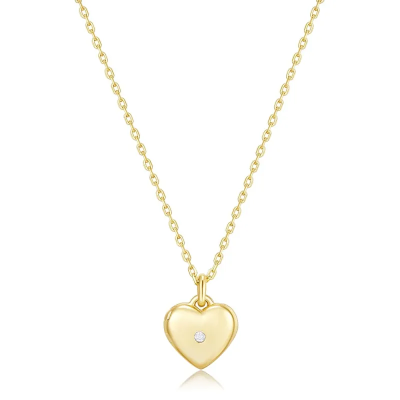 Gold Plated Mini Heart CZ Locket sold by Silver Lotus
