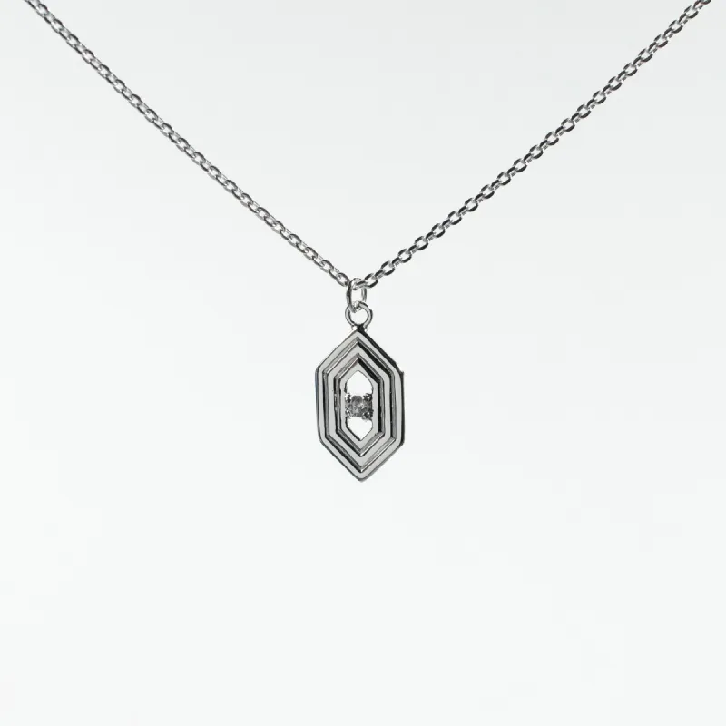 Silver Hexagon Shaped Necklace sold by Silver Lotus