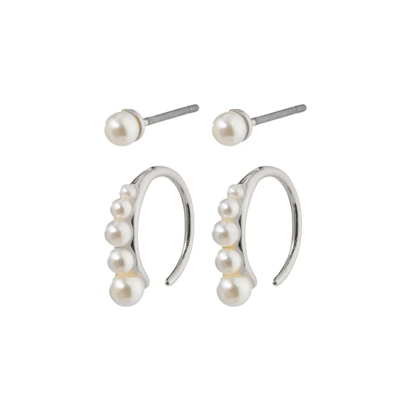 Native Beauty Pearl Silver Plated Earring Set sold by Silver Lotus