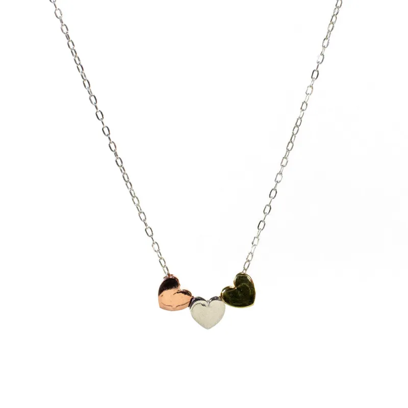 Triple Heart Small Puff Necklace sold by Silver Lotus