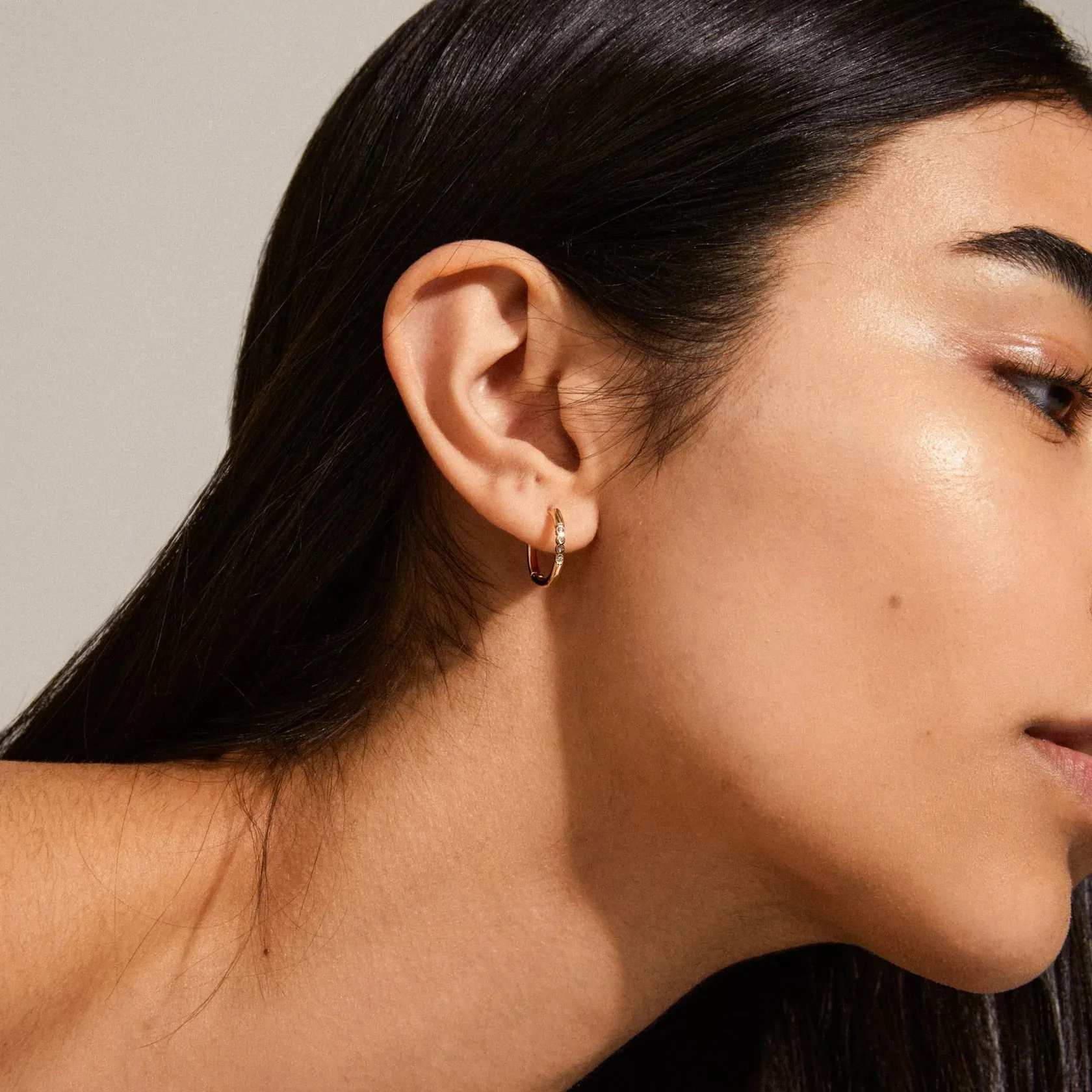 Trudy Large Gold Plated Crystal Hoops sold by Silver Lotus product image thumbnail 2