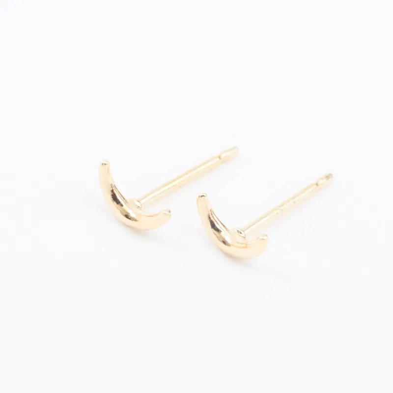 Gold Vermeil Tiny Crescent Moon Studs sold by Silver Lotus