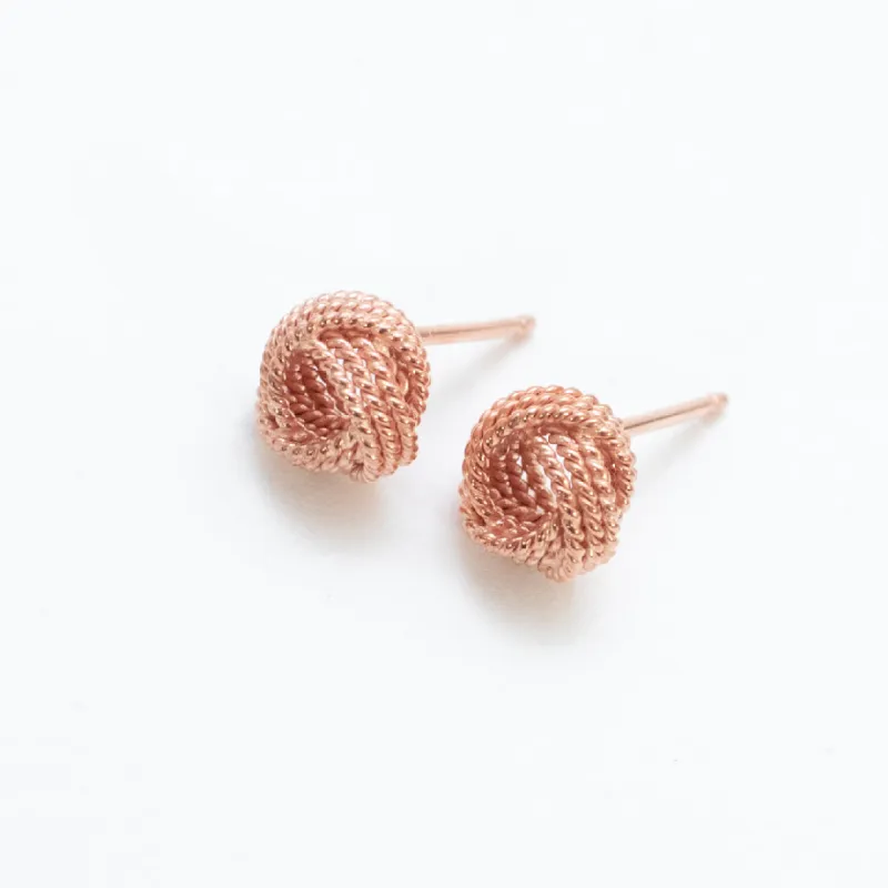 24K Rose Gold Vermeil Knot Studs sold by Silver Lotus