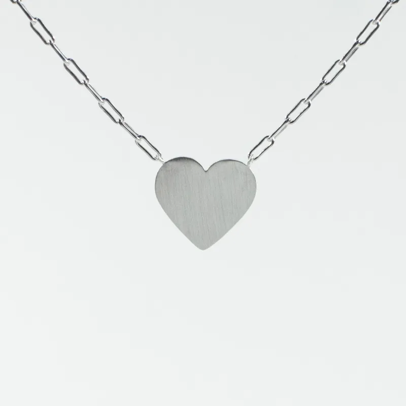Brushed Silver Cutout Heart Necklace sold by Silver Lotus