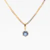 Gold Vermeil Round Claw Set Blue Sapphire Necklace sold by Silver Lotus